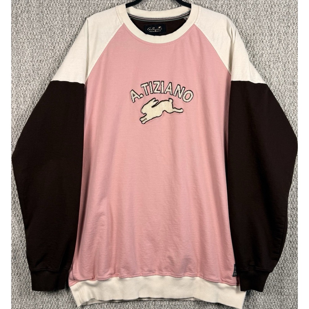 A. Tiziano 4X Sweatshirt Colorblock Chenille Logo Bunny Y2K Hip Hop